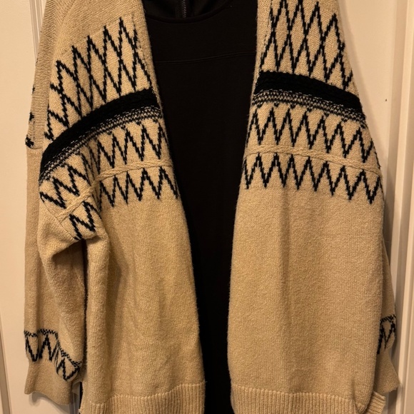 Lane Bryant Oatmeal & Black Geometric Open-Front Cardigan – 26/28 - Picture 15 of 16